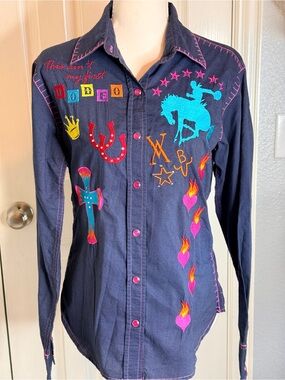 Walls Authentic Ranch Wear Embroidered Western Shirt Sample Size Small Rodeo